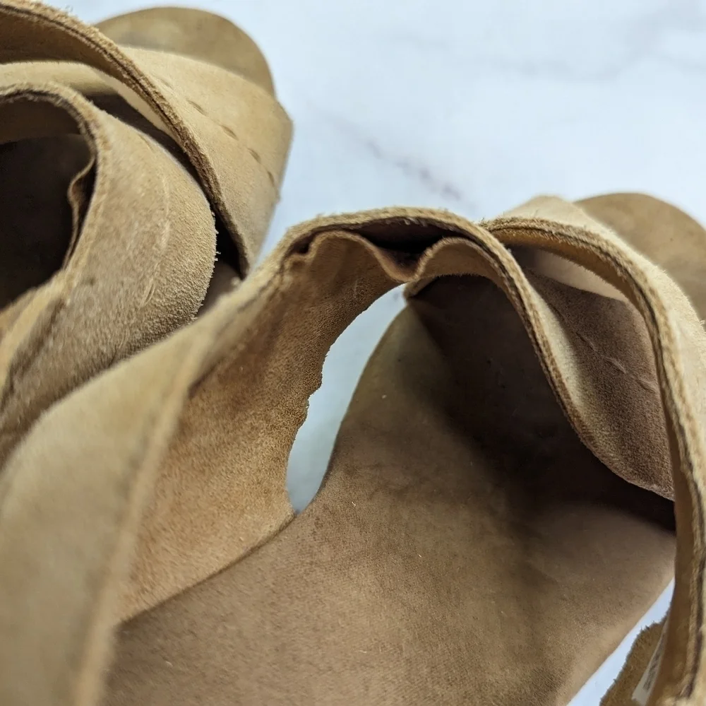 Toms Tan Suede Platform Sandals